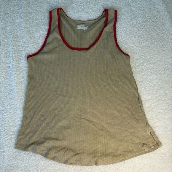 We the Free‎ Oversized Tank Top Women's XL Tan Red Ribbed Boho - Picture 1 of 8